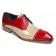 Duca Di Matiste "Lombardi" Red/Beige Genuine Italian Calf Leather Lace-Up Dress Shoes.